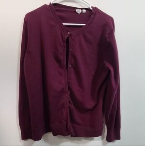 GAP Cardigan Sweater Button Front Berry XXL Knit Top 100 Percent Cotton